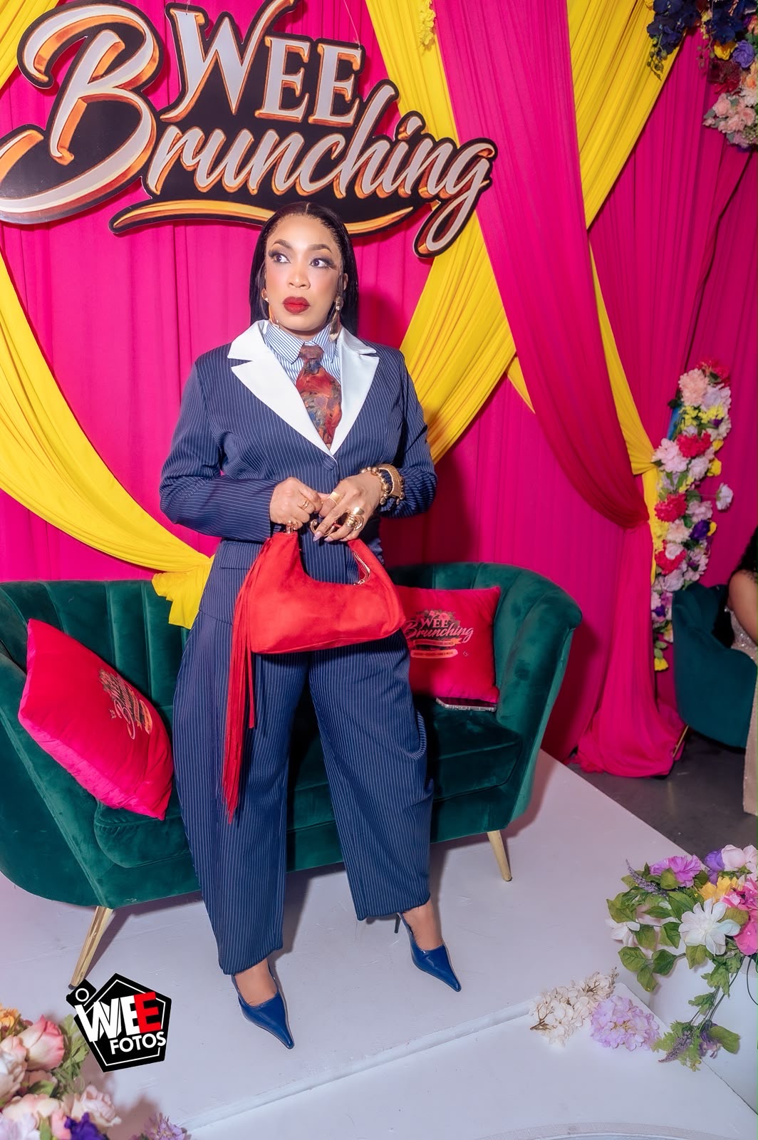 WEE Brunching guest full body portrait at luxury brunch event